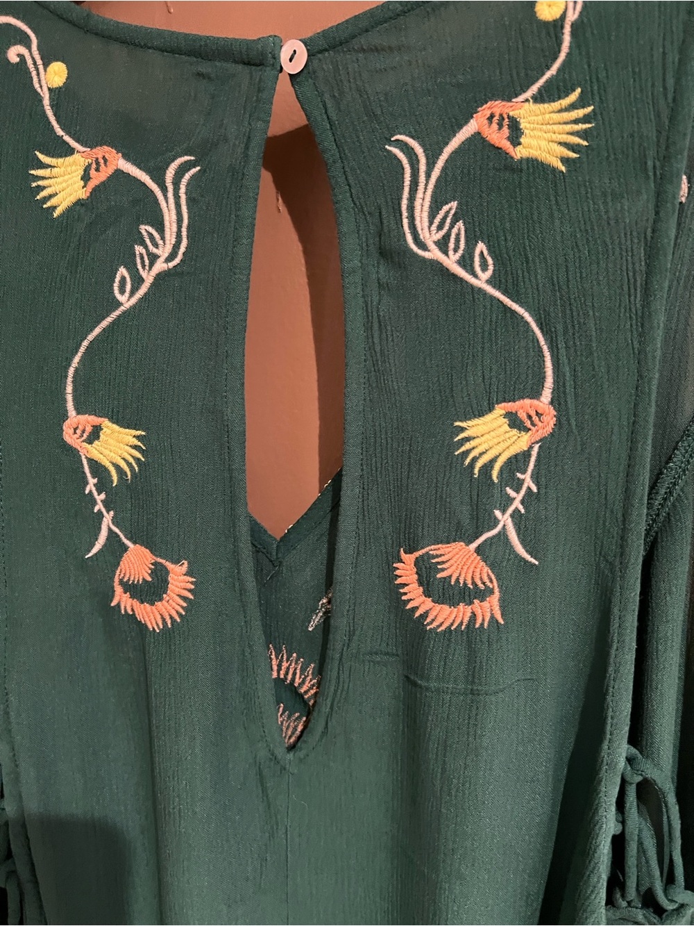 Free People Intimately Embroidered Dress in Ivy Green Combo Sz L NEW - Picture 12 of 16